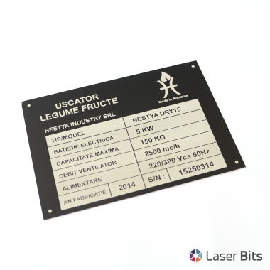Placheta identificare utilaj aluminiu anodizat